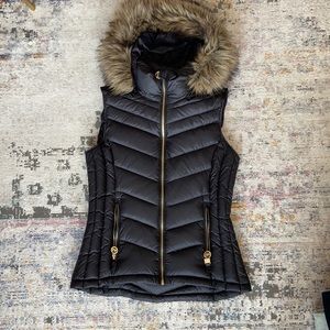 Michael Kors Puffer Vest with fur trimmed hood